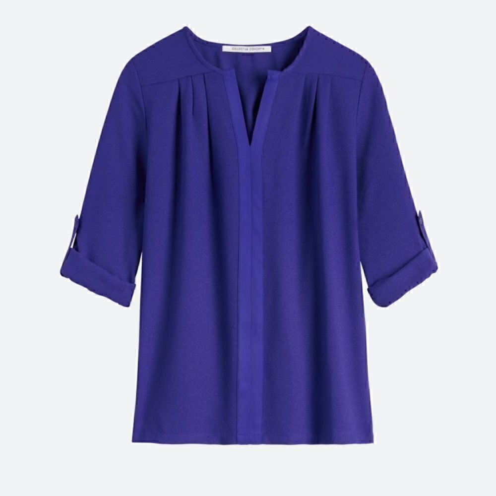 Collective Concepts V Neck Blouse Size M Cobalt NWOT